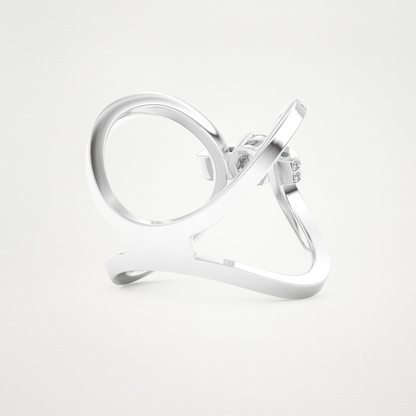 Round Curved Shank & Pave Lab Grown Diamond Engagement Ring