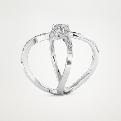 Round Curved Shank & Pave Lab Grown Diamond Engagement Ring