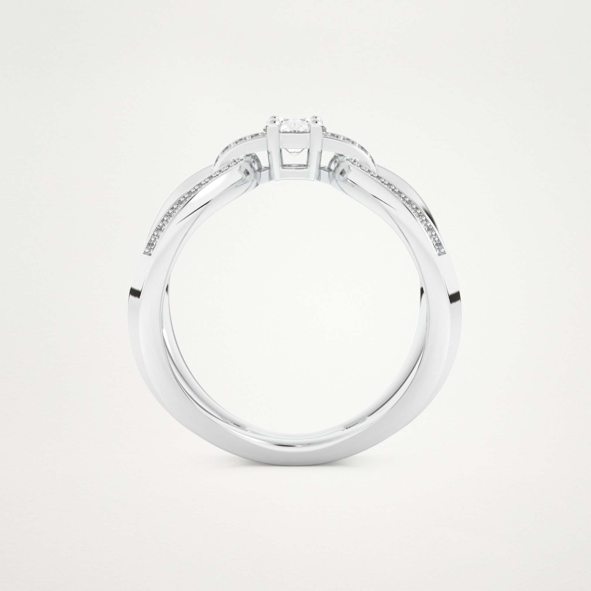 Round Curved Shank & Pave Lab Grown Diamond Engagement Ring