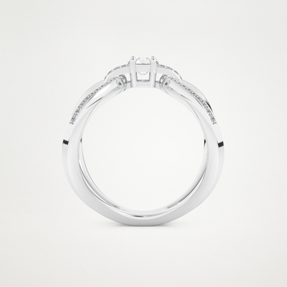 Round Curved Shank & Pave Lab Grown Diamond Engagement Ring