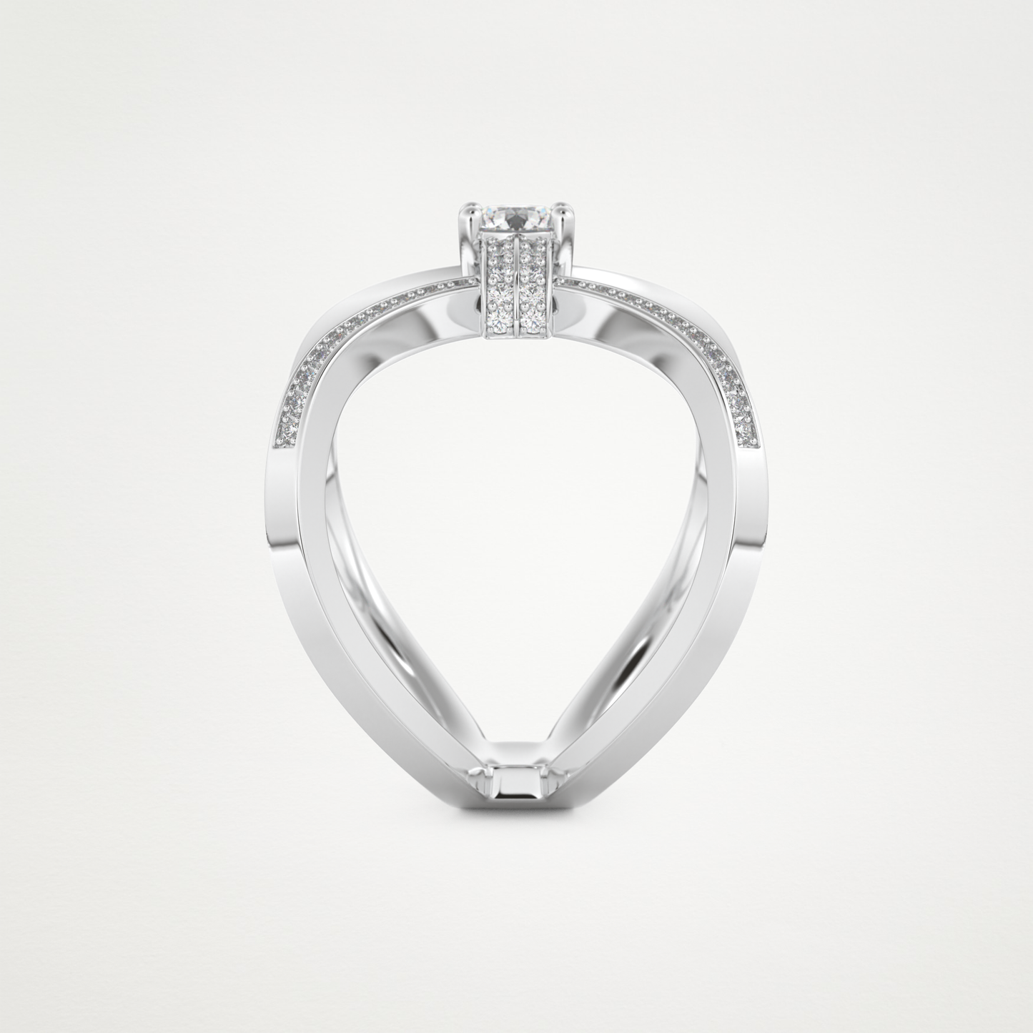 Round Curved Shank & Pave Lab Grown Diamond Engagement Ring