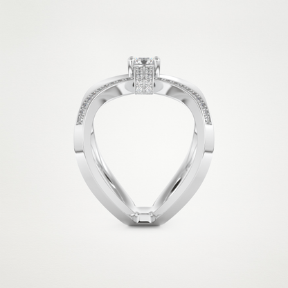 Round Curved Shank & Pave Lab Grown Diamond Engagement Ring