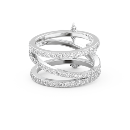 1.73 TCW Emerald, Marquise, Pear & Round Lab Grown Diamond Wedding Band