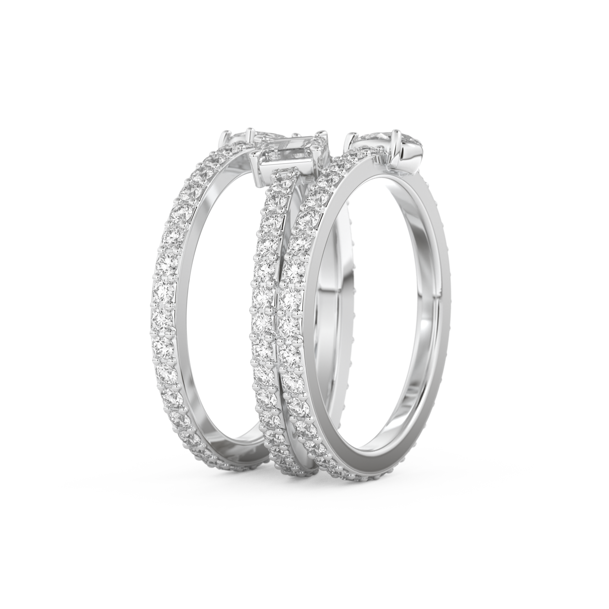 1.73 TCW Emerald, Marquise, Pear & Round Lab Grown Diamond Wedding Band
