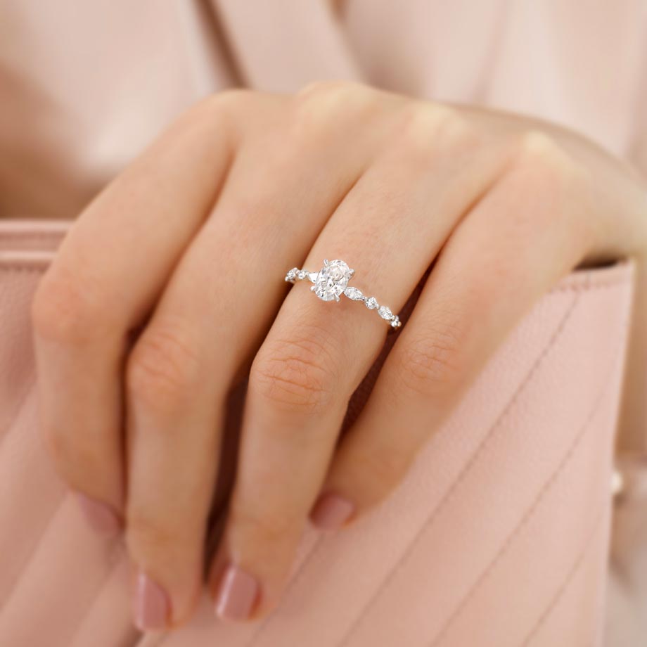 Round Pave Lab Grown Diamond Engagement Ring