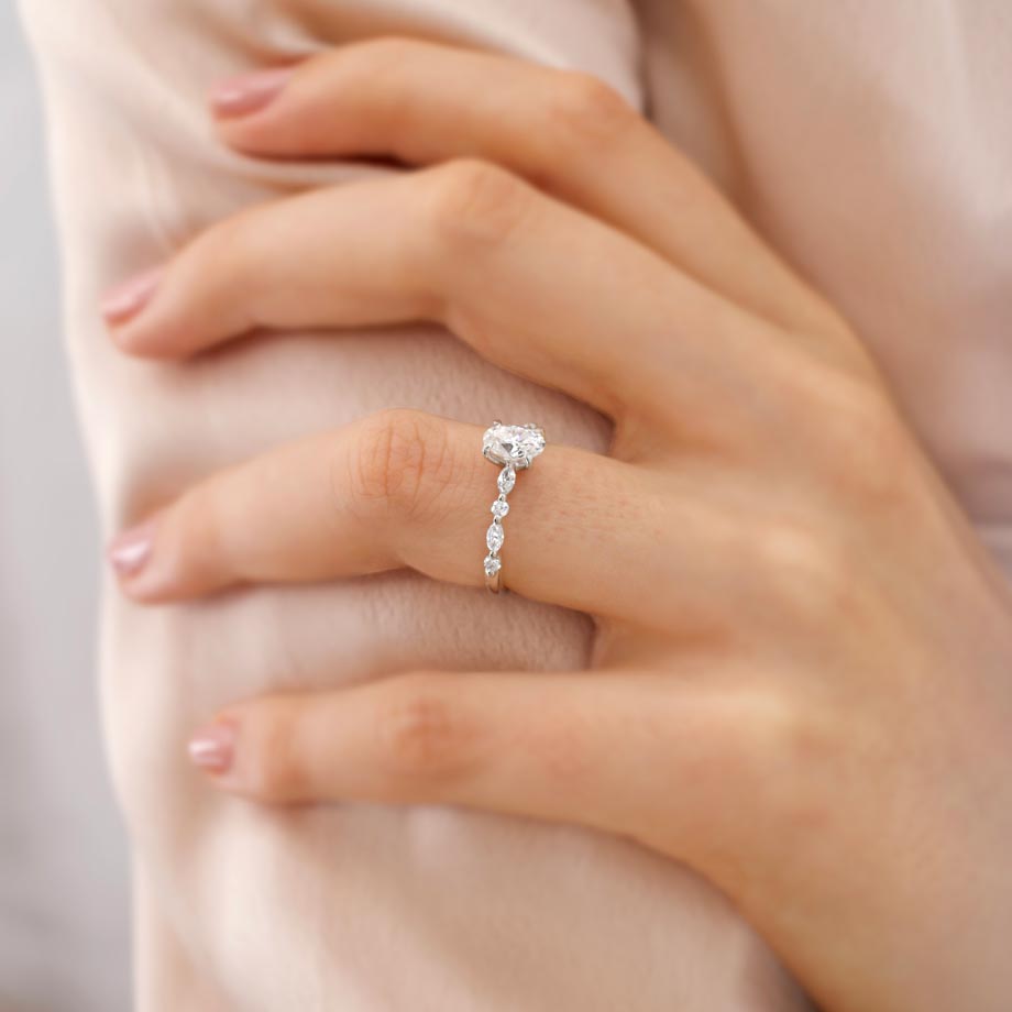 Round Pave Lab Grown Diamond Engagement Ring