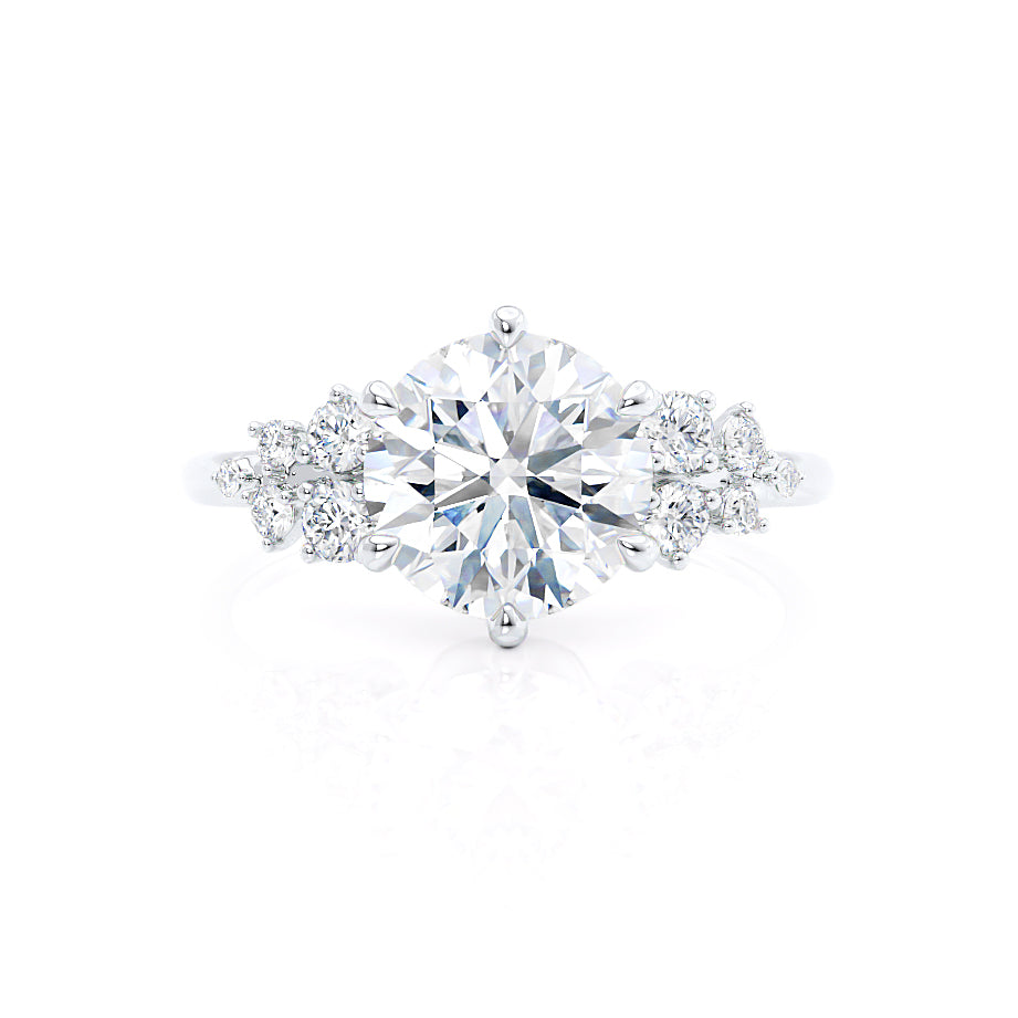 1.0 CT Round Cut Moissanite Cluster Style Engagement Ring 2