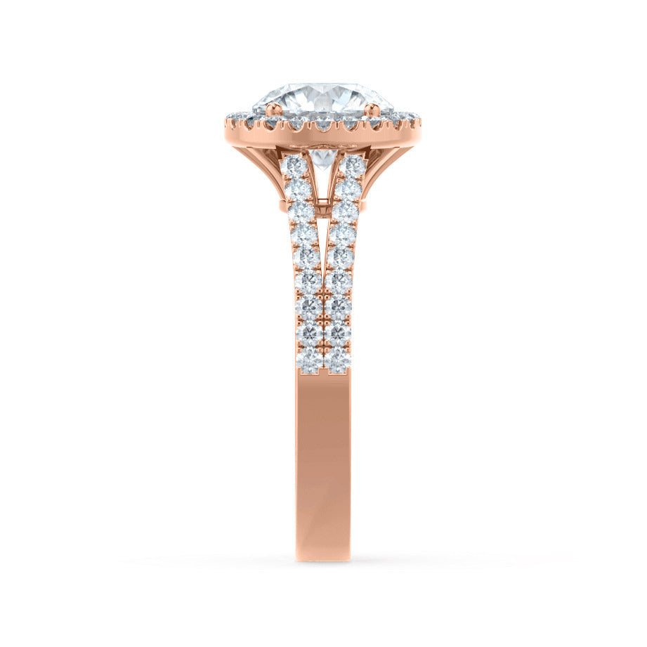 Round Halo & Pave Split Shank Lab Grown Diamond Engagement Ring