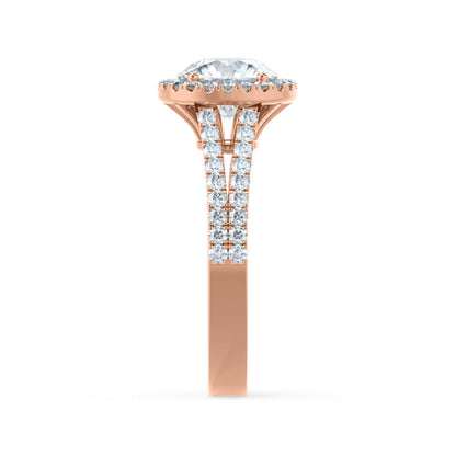 Round Halo & Pave Split Shank Lab Grown Diamond Engagement Ring