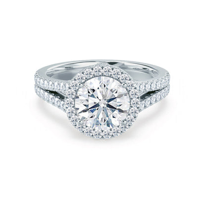 Round Halo, Pave & Split Shank  Lab Grown Diamond Engagement Ring