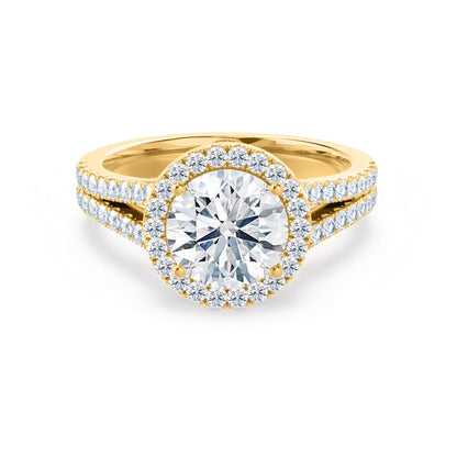 Round Halo & Pave Split Shank Lab Grown Diamond Engagement Ring