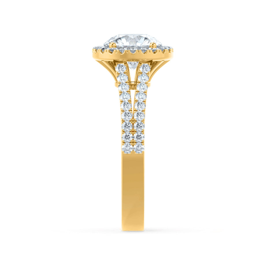 Round Halo & Pave Split Shank Lab Grown Diamond Engagement Ring