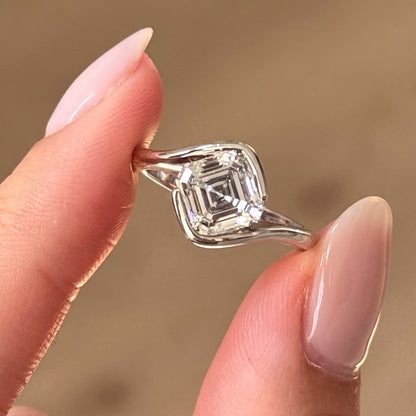 East West Asscher Solitaire Lab-Grown Diamond Engagement Ring