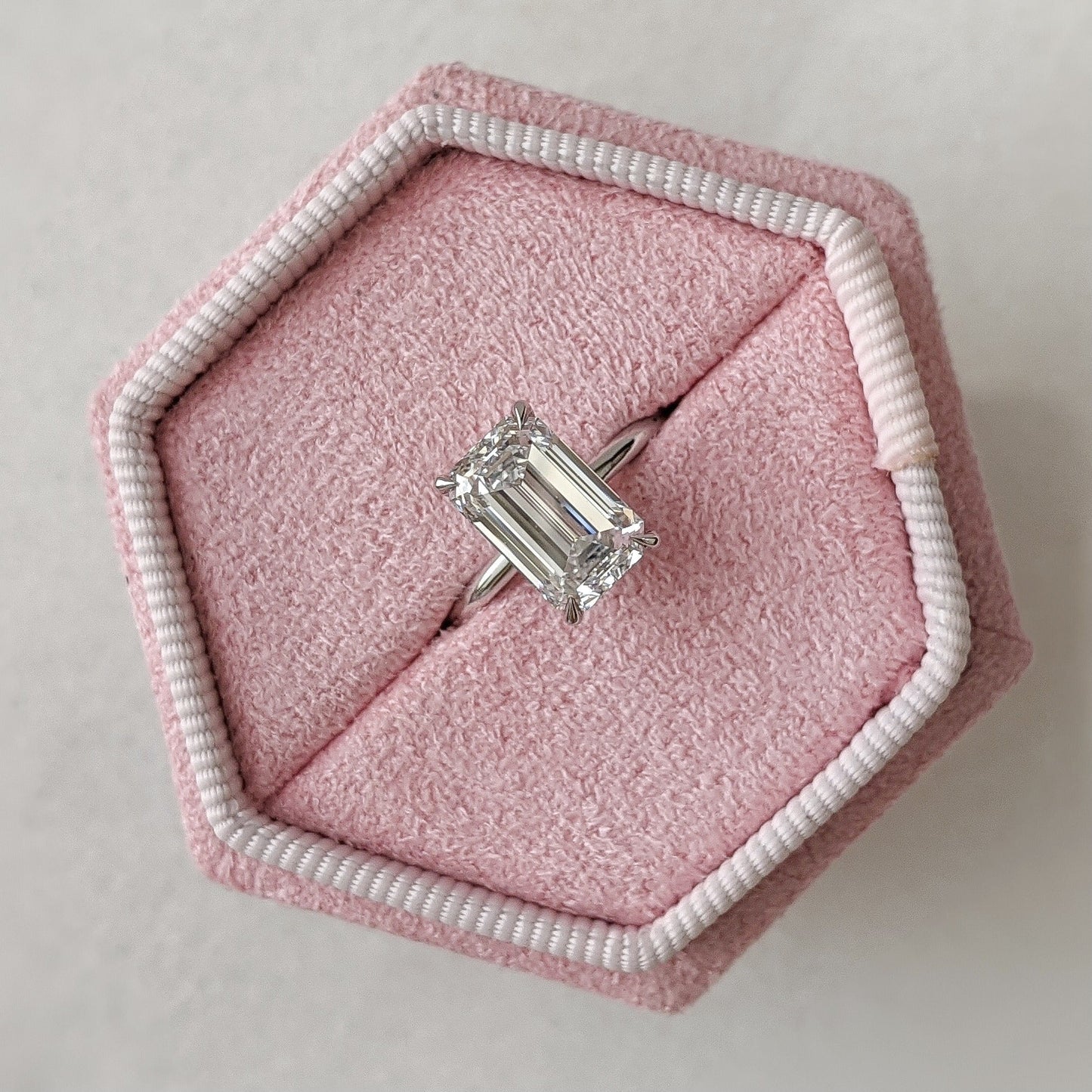 Emerald Solitaire Lab Grown Diamond Engagement Ring