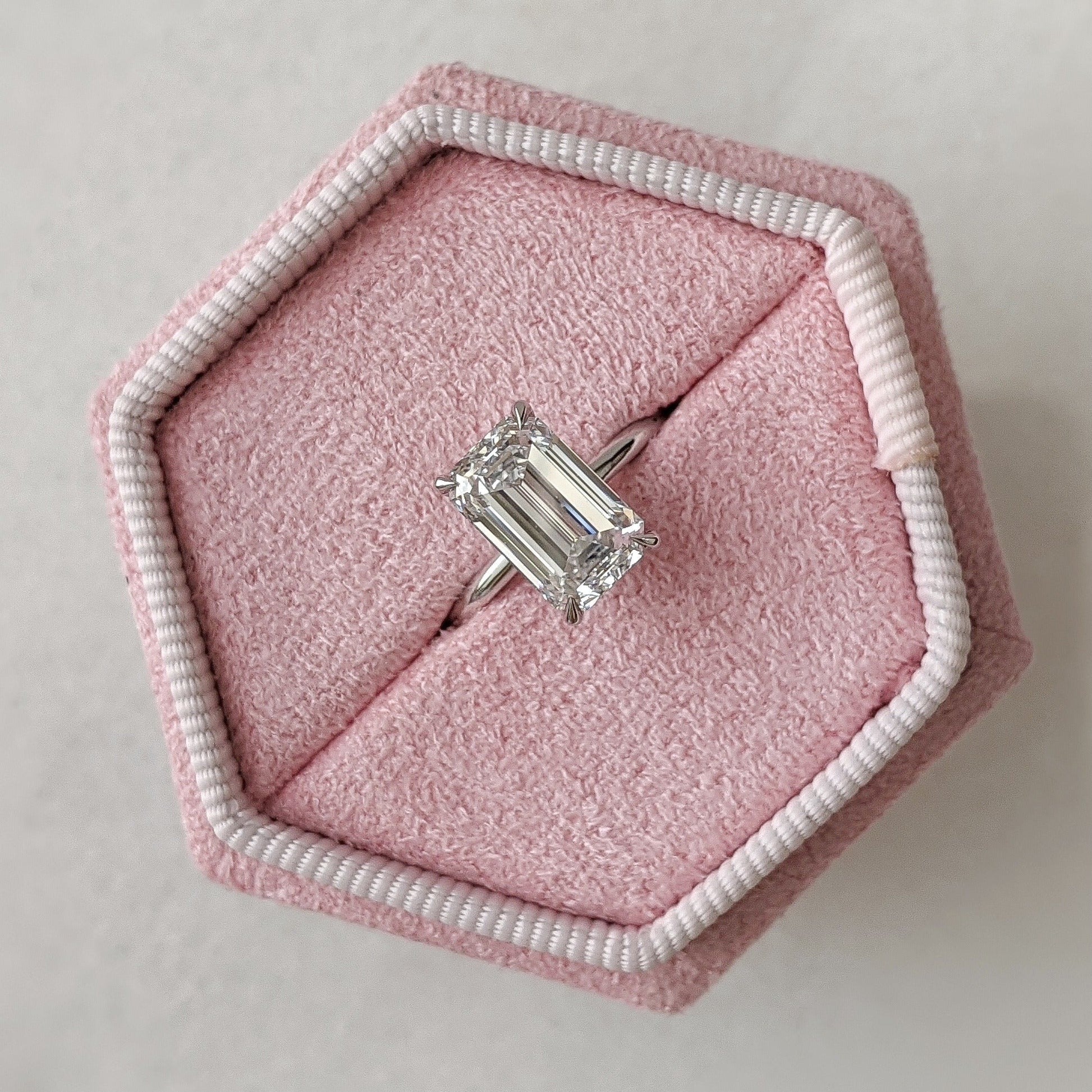 Emerald Solitaire Lab Grown Diamond Engagement Ring