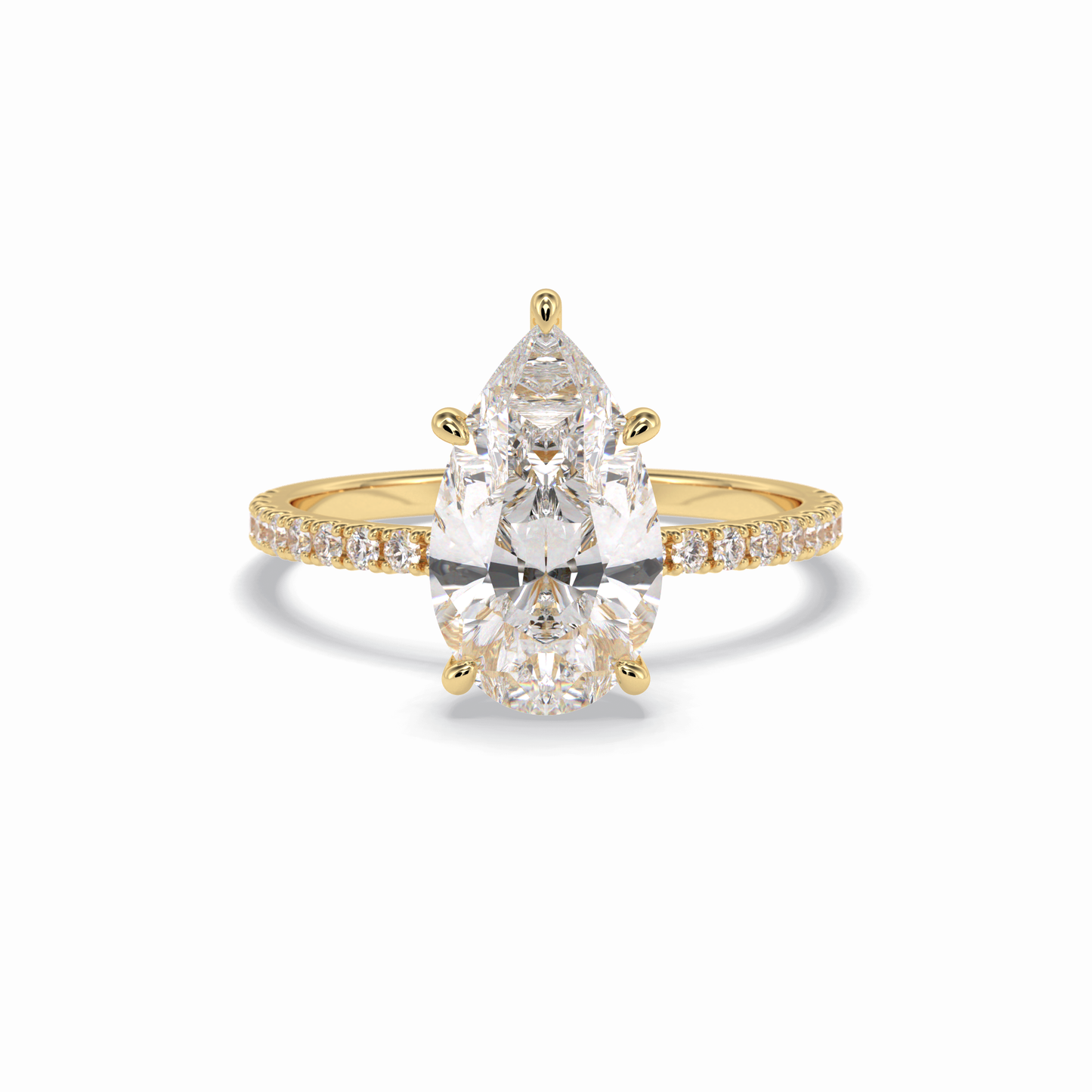 Pear Pave Lab Grown Diamond Engagement Ring