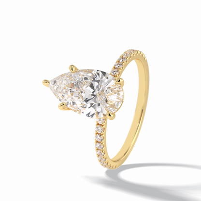 Pear Pave Lab Grown Diamond Engagement Ring