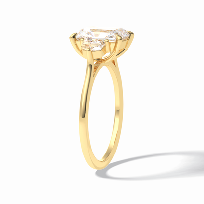 Radiant Three Stone Lab Grown Diamond Engagement Ring