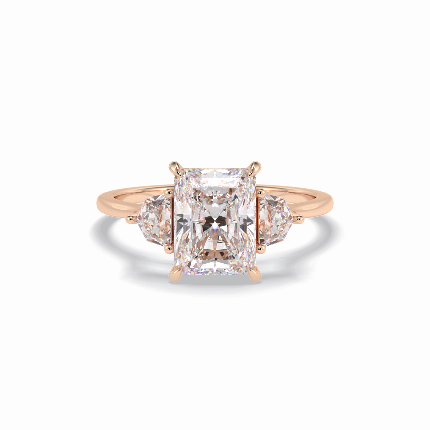 Radiant Three Stone Lab Grown Diamond Engagement Ring