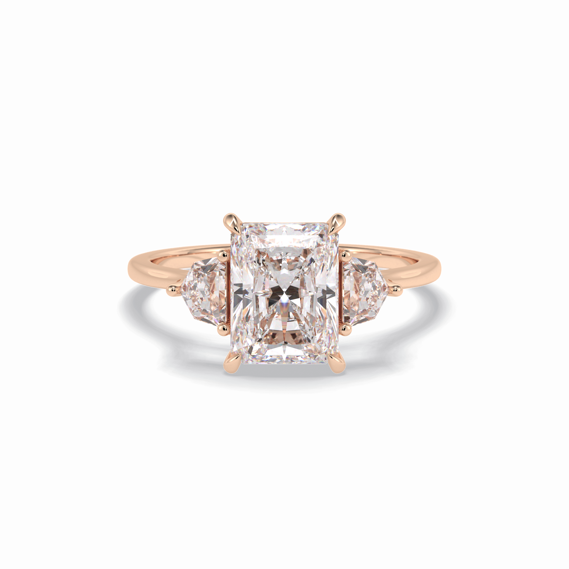 Radiant Three Stone Lab Grown Diamond Engagement Ring
