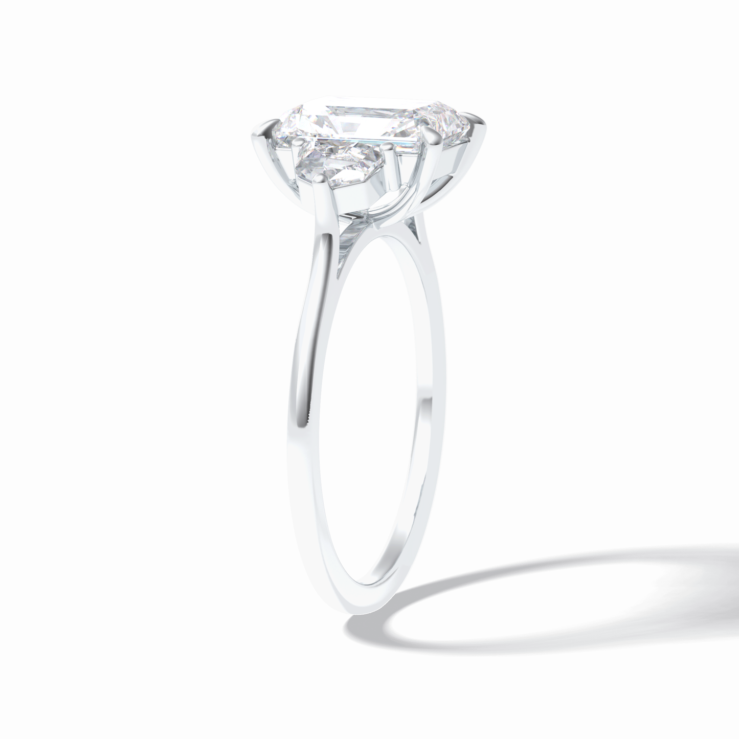 Radiant Three Stone Lab Grown Diamond Engagement Ring