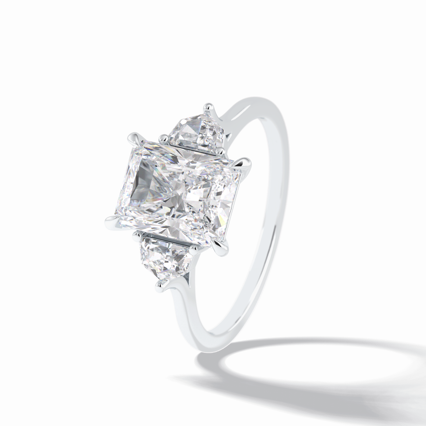 Radiant Three Stone Lab Grown Diamond Engagement Ring