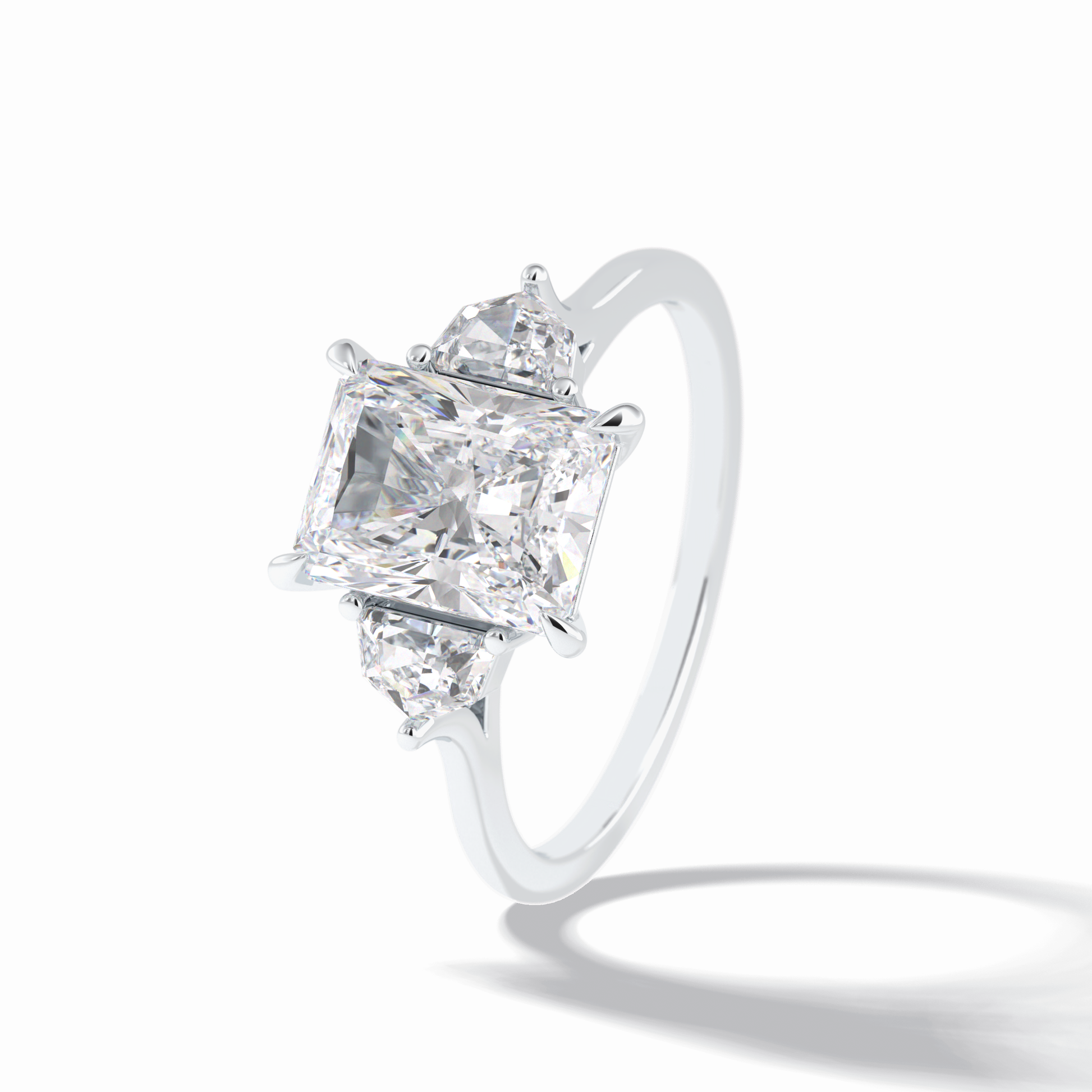 Radiant Three Stone Lab Grown Diamond Engagement Ring