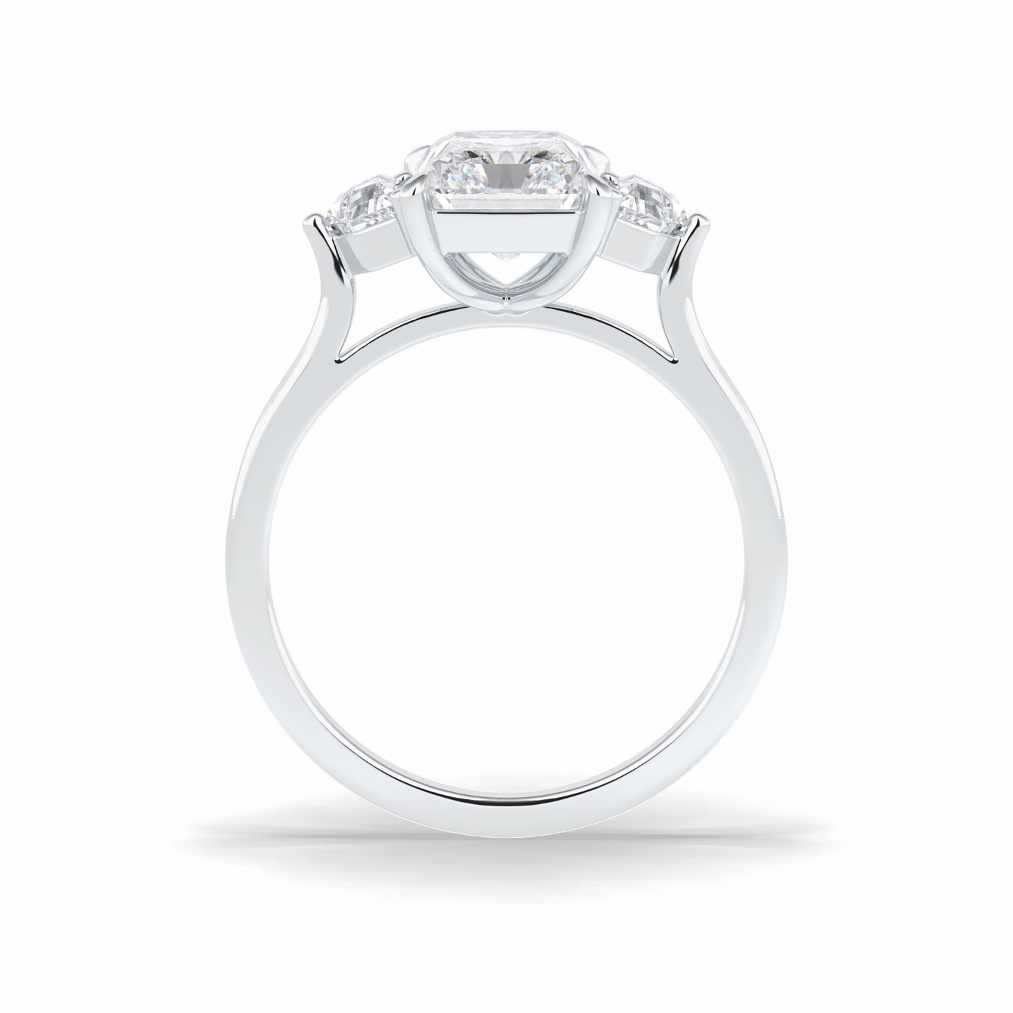 Radiant Three Stone Lab Grown Diamond Engagement Ring