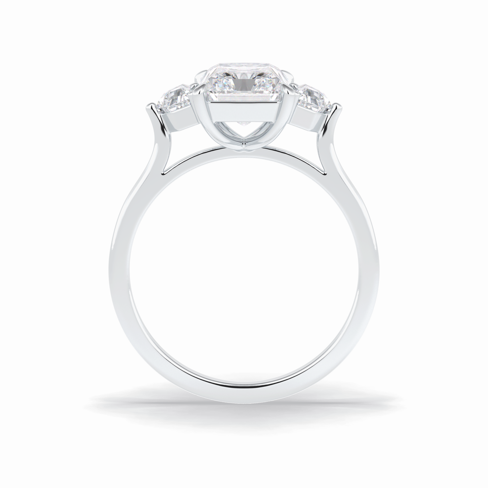 Radiant Three Stone Lab Grown Diamond Engagement Ring