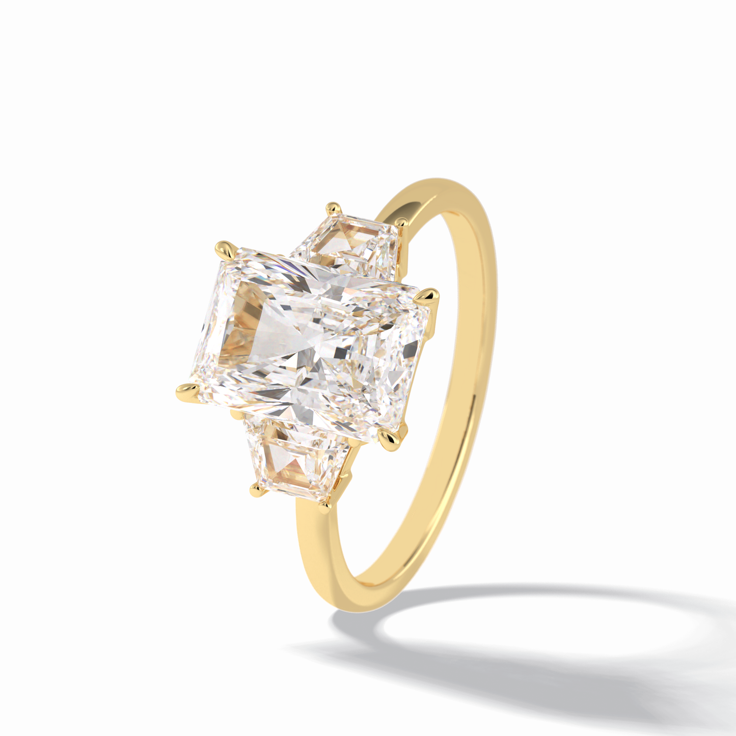 Radiant Three Stone Lab Grown Diamond Engagement Ring