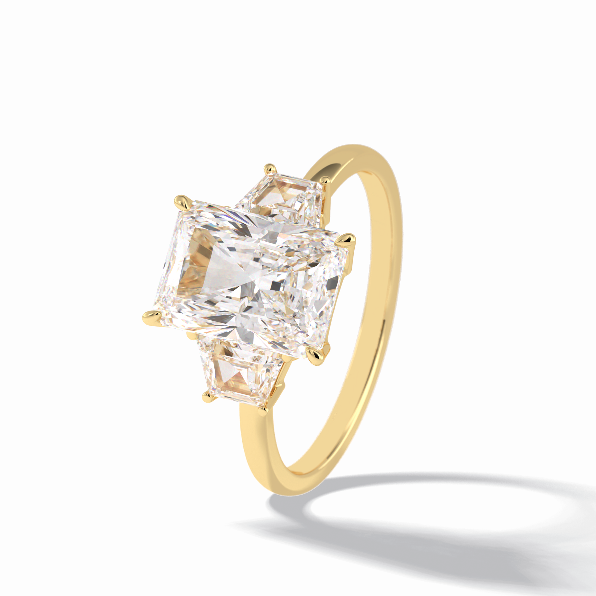 Radiant Three Stone Lab Grown Diamond Engagement Ring