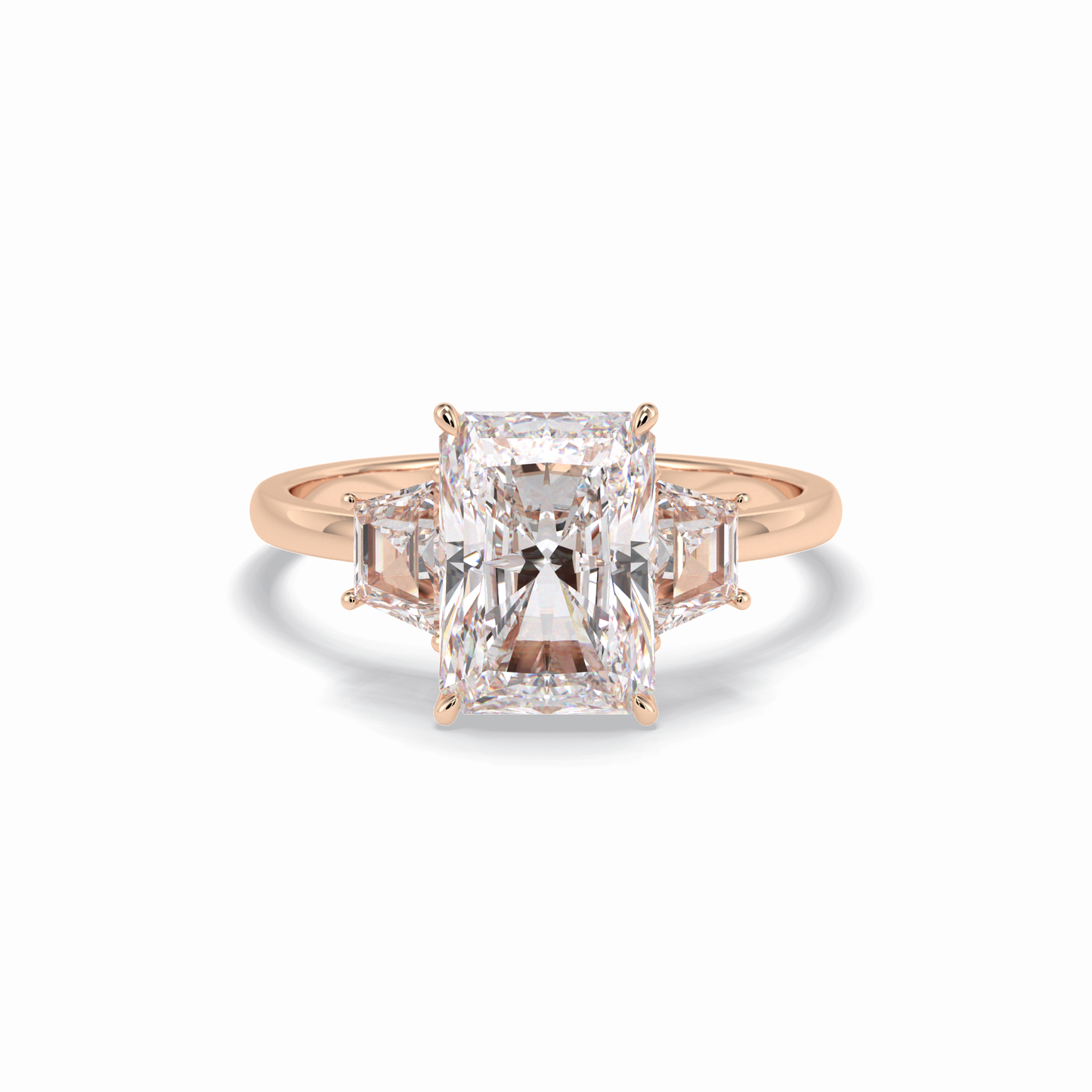 Radiant Three Stone Lab Grown Diamond Engagement Ring