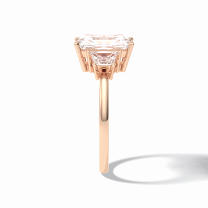 Radiant Three Stone Lab Grown Diamond Engagement Ring