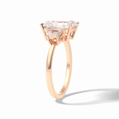 Radiant Three Stone Lab Grown Diamond Engagement Ring