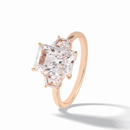 Radiant Three Stone Lab Grown Diamond Engagement Ring