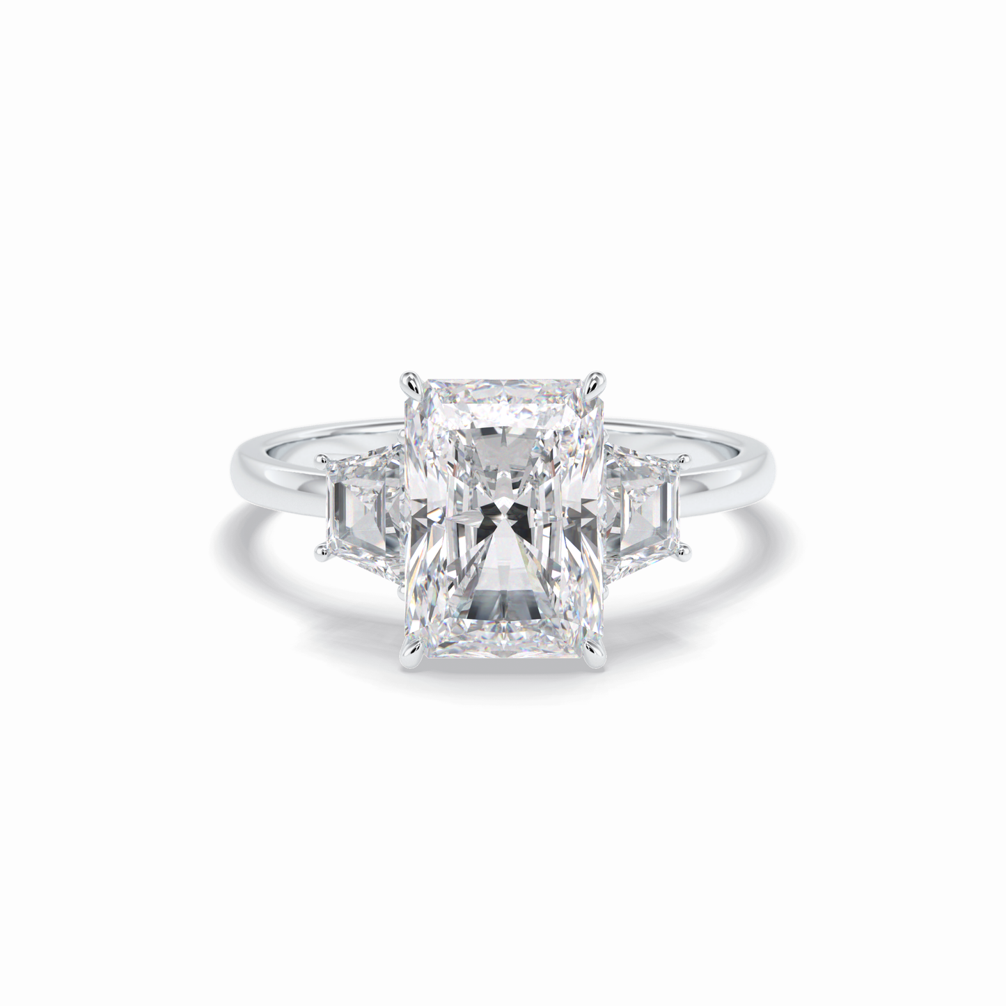 Radiant Three Stone Lab Grown Diamond Engagement Ring