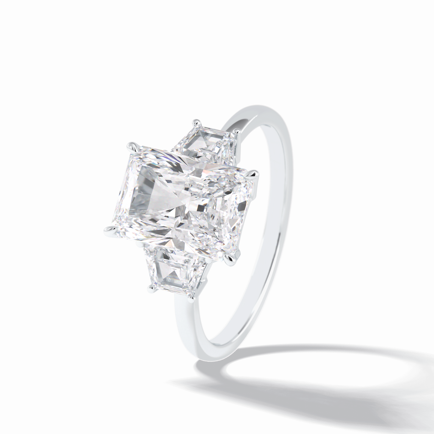 Radiant Three Stone Lab Grown Diamond Engagement Ring