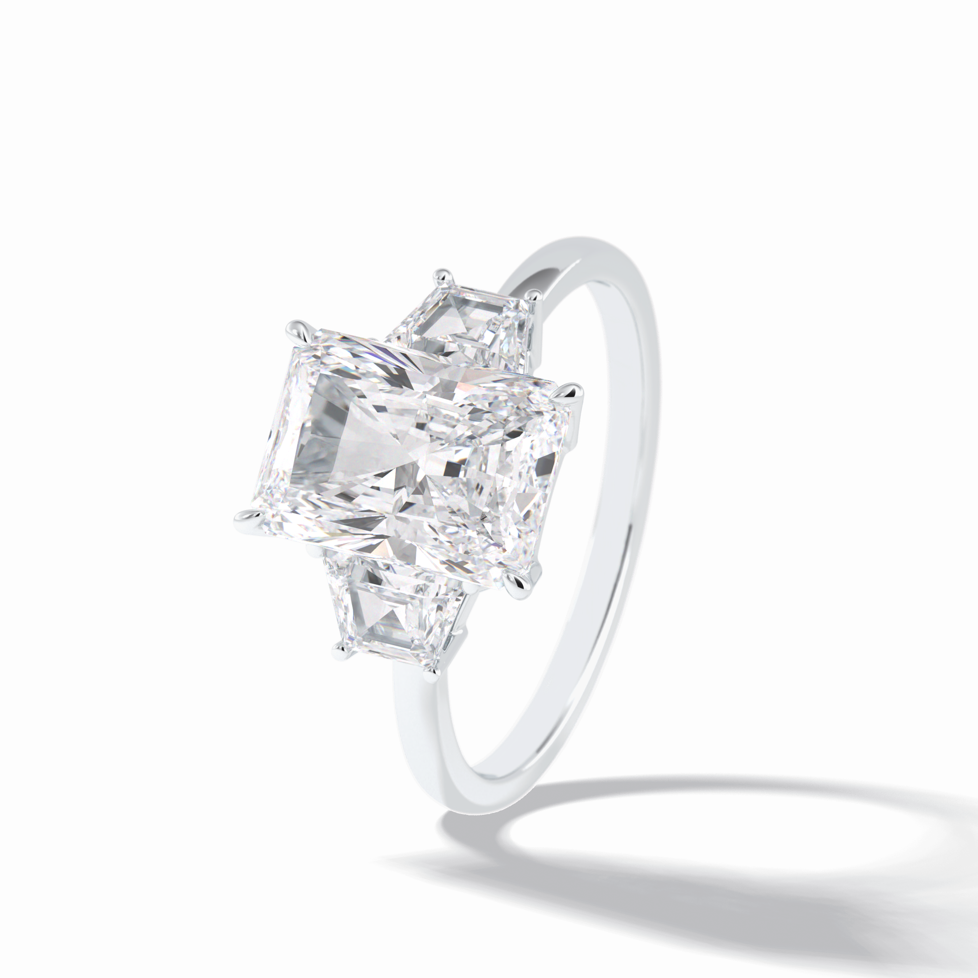 Radiant Three Stone Lab Grown Diamond Engagement Ring