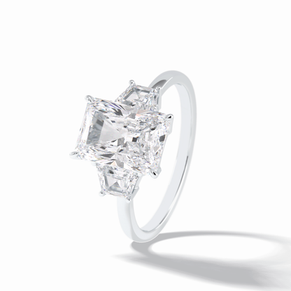 Radiant Three Stone Lab Grown Diamond Engagement Ring