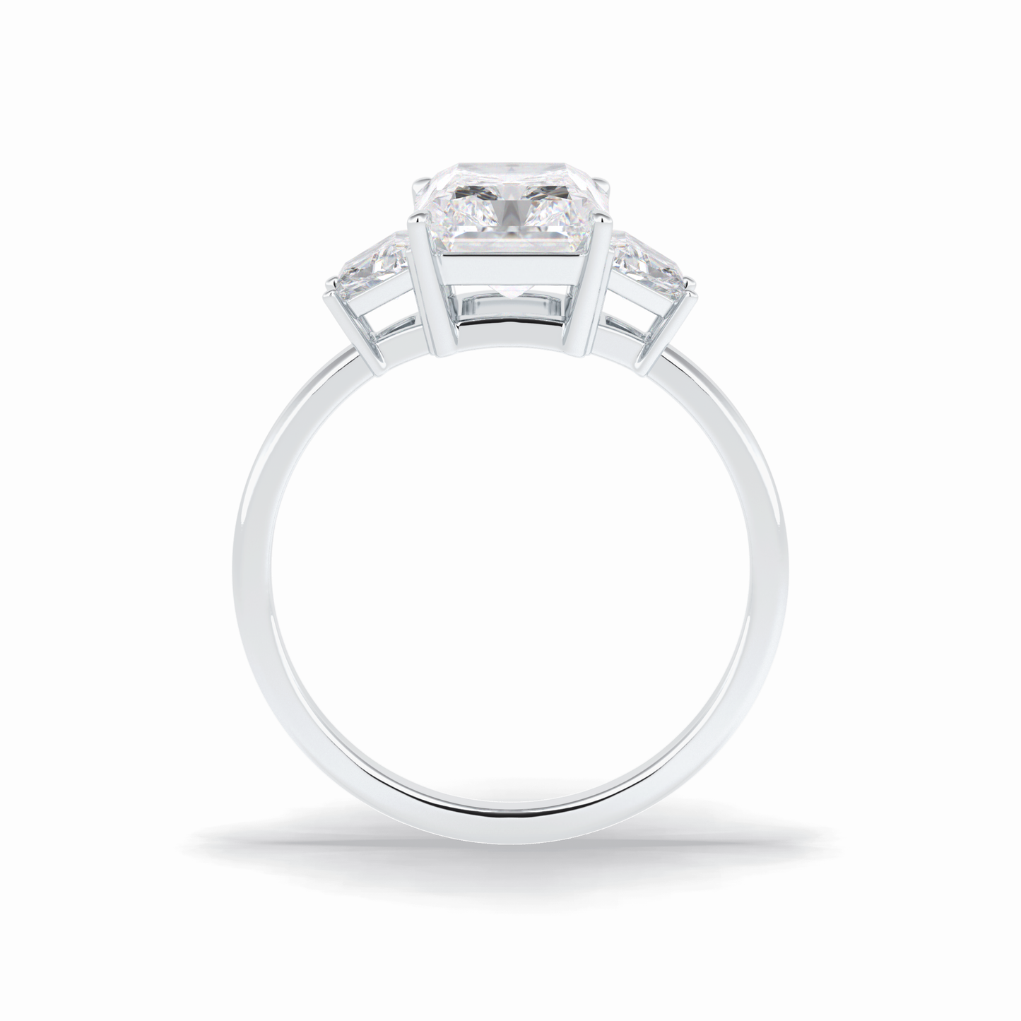 Radiant Three Stone Lab Grown Diamond Engagement Ring