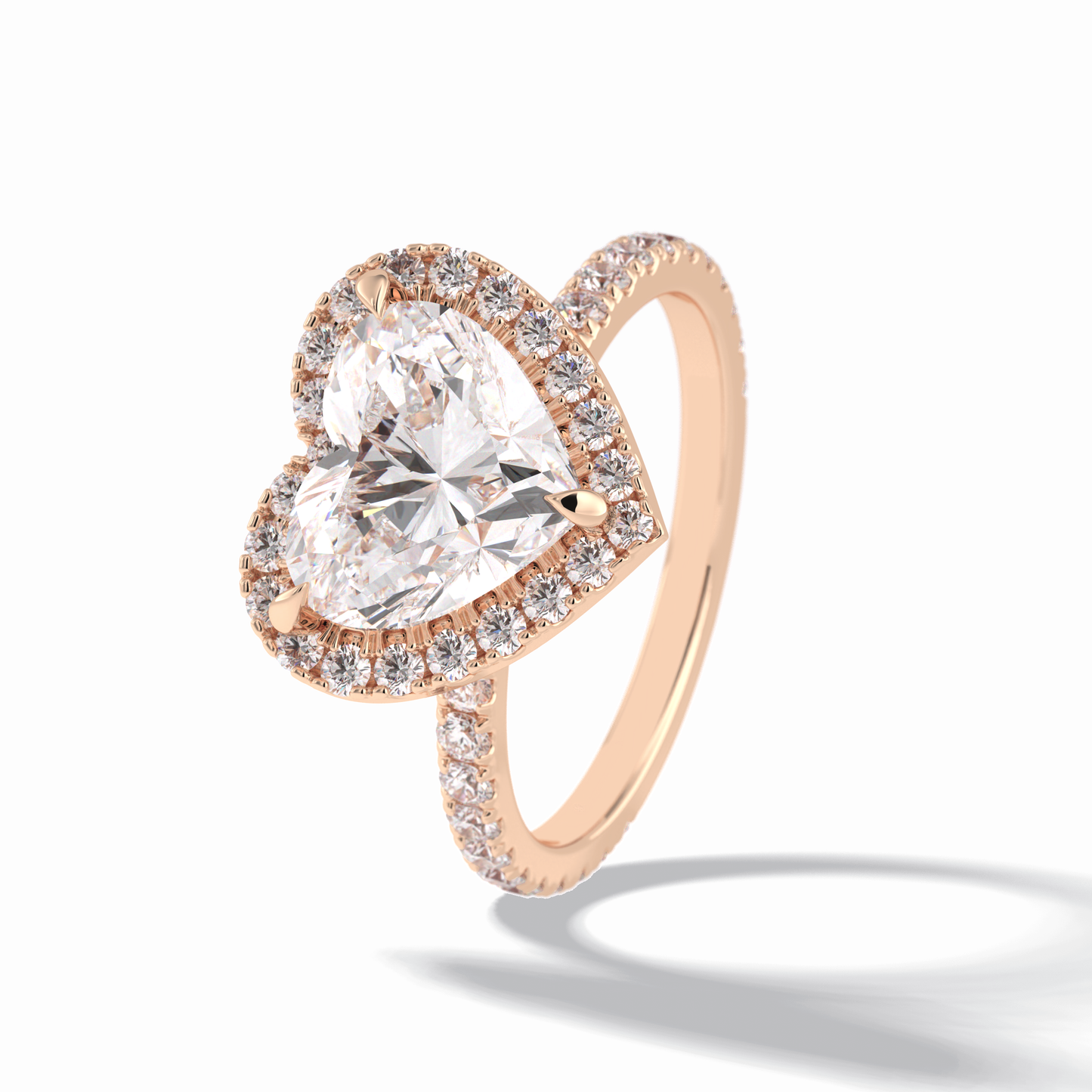 Heart Halo & Pave Lab Grown Diamond Engagement Ring