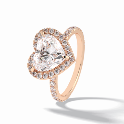 Heart Halo & Pave Lab Grown Diamond Engagement Ring