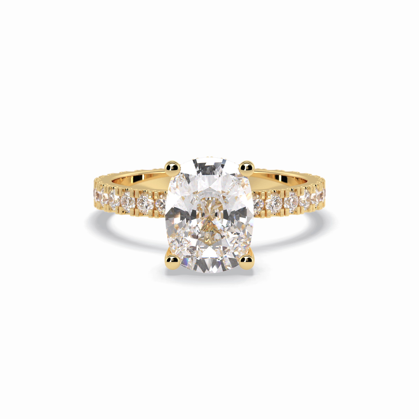 Cushion Hidden Halo & Pave Lab Grown Diamond Engagement Ring