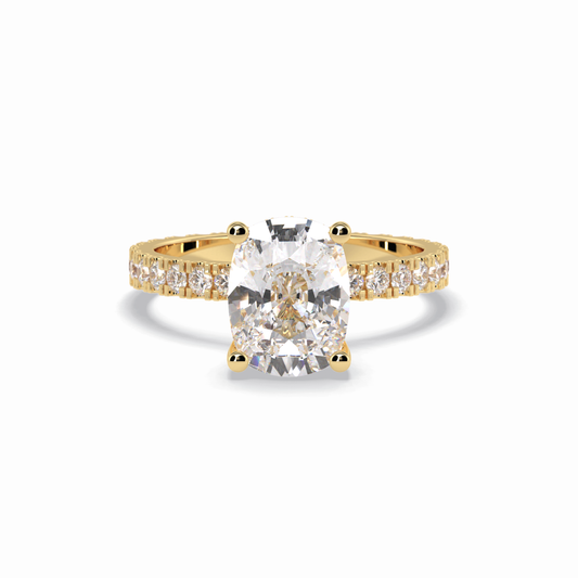 Cushion Hidden Halo & Pave Lab Grown Diamond Engagement Ring