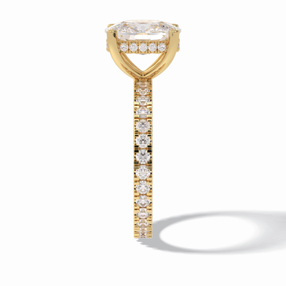 Cushion Hidden Halo & Pave Lab Grown Diamond Engagement Ring