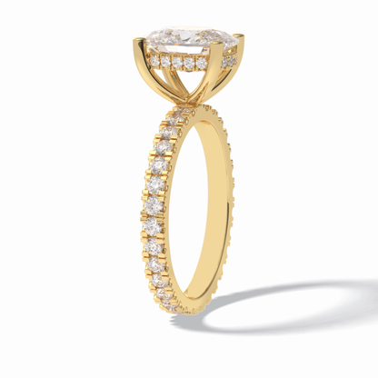 Cushion Hidden Halo & Pave Lab Grown Diamond Engagement Ring