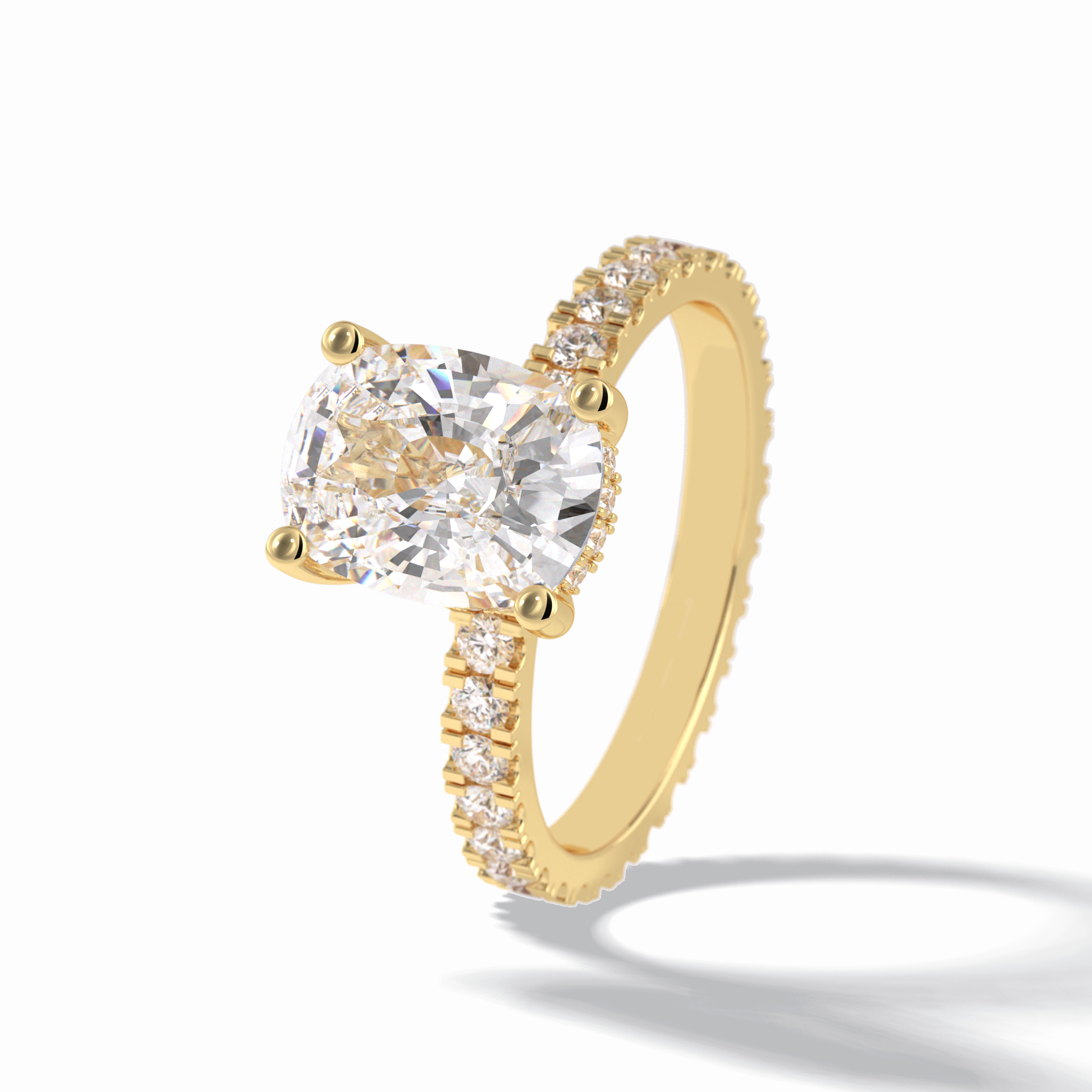 Cushion Hidden Halo & Pave Lab Grown Diamond Engagement Ring