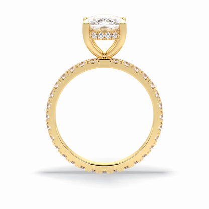 Cushion Hidden Halo & Pave Lab Grown Diamond Engagement Ring
