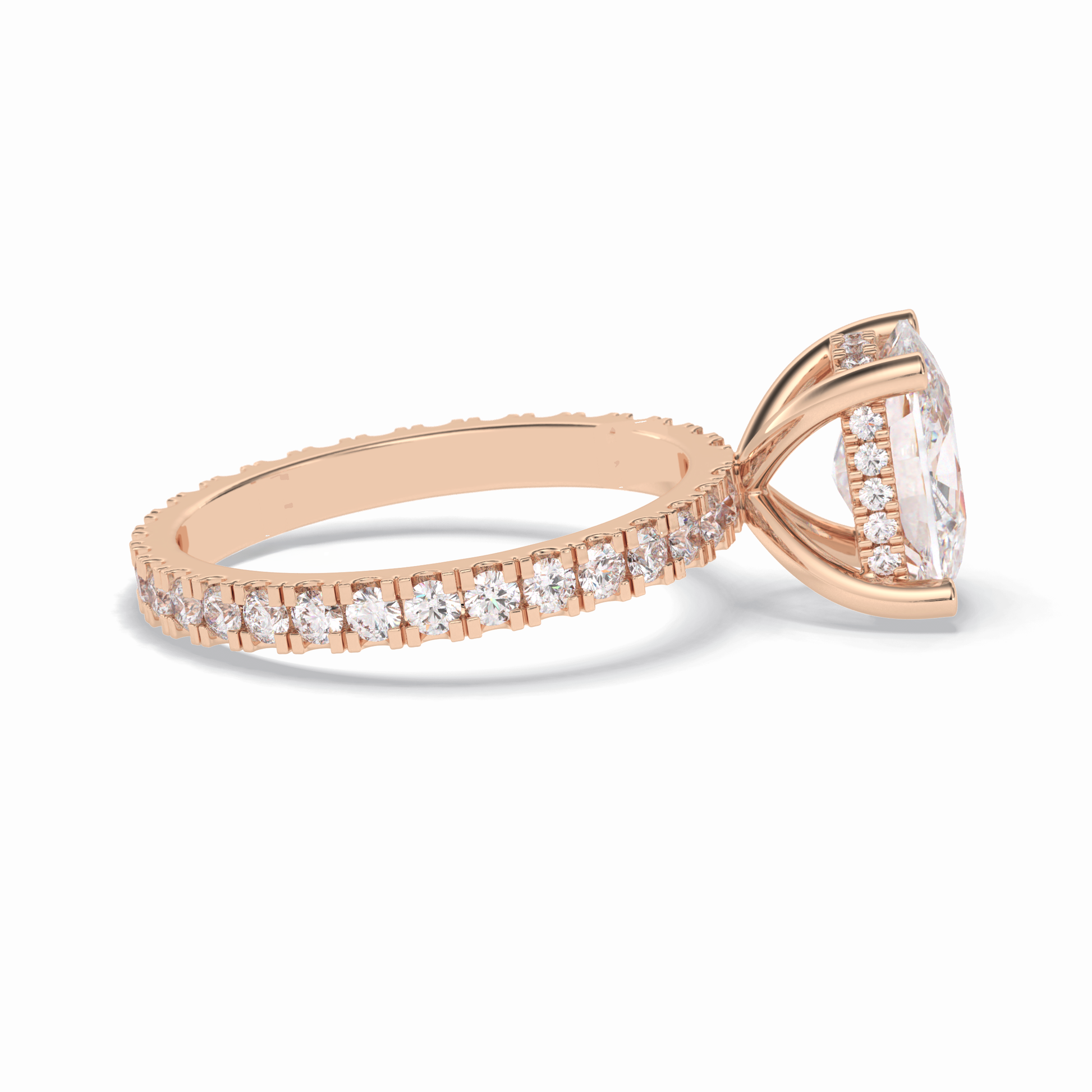 Cushion Hidden Halo & Pave Lab Grown Diamond Engagement Ring