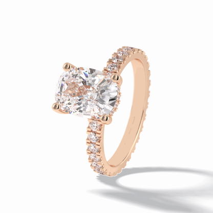 Cushion Hidden Halo & Pave Lab Grown Diamond Engagement Ring